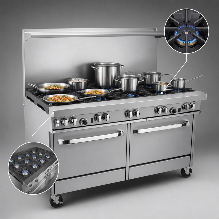 Product image #3 for Southbend Ultimate 60-Inch Commercial Gas Restaurant Range with 10 Open Burners, Convection Oven and Cabinet Base