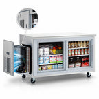 Thumbnail image #3 for Everest Refrigeration ETGR2 Two-Section Undercounter/Worktop Glass Door Refrigerator, 18 Cu. Ft., Stainless Steel Worktop, Side-Mounted Refrigeration