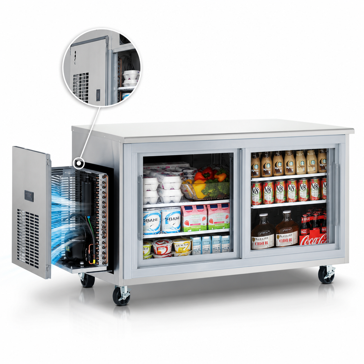 Product image #3 for Everest Refrigeration ETGR2 Two-Section Undercounter/Worktop Glass Door Refrigerator, 18 Cu. Ft.