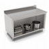 Thumbnail image #3 for John Boos 84 Inch x 36 Inch Stainless Steel Work Table with Open Front Cabinet Base, 5 Inch Backsplash and Stallion Safety Edge