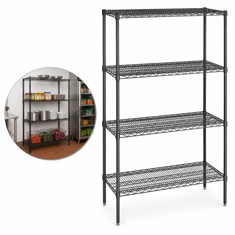 Product image #3 for Eagle Add-A-Shelf 4-Tier Starter Wire Shelving Unit, 36 in. W x 14 in. D x 74 in. H, Black Epoxy