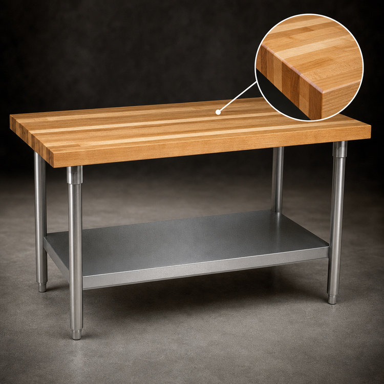 Product image #3 for John Boos 48-Inch x 30-Inch Wood Top Work Table with Adjustable Undershelf and Stainless Steel Legs