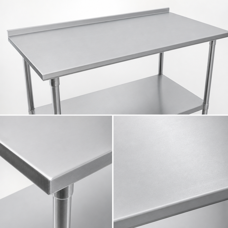 Product image #3 for John Boos Stallion 60 Inch W x 36 Inch D Stainless Steel Work Table with 1-1/2 Inch Rear Up-Turn and Undershelf