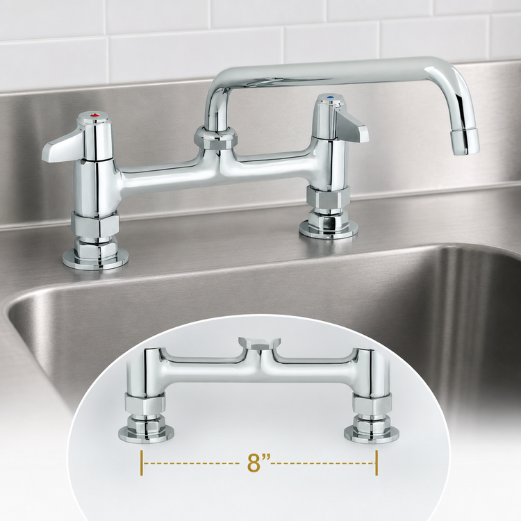 Product image #3 for T&S Brass equip 8-Inch Centers Deck Mount Manual Faucet with 12-Inch Swing Nozzle and Lever Handles