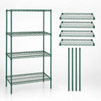 Thumbnail image #3 for Quantum WR86-2148P Stationary Wire Shelving Starter Kit, 48"W x 21"D x 86"H, 4 Shelves, Green Epoxy Finish