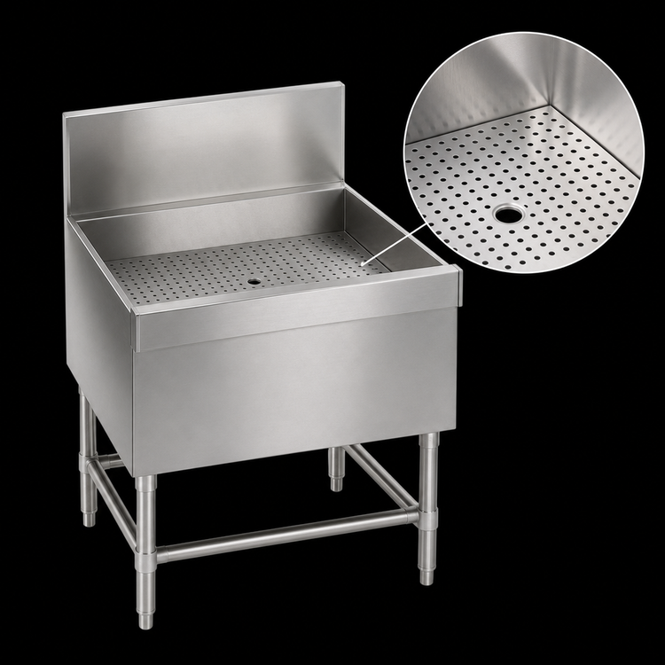 Product image #3 for Eagle Group Spec-Bar 48" x 24" Freestanding Stainless Steel Workboard with Drain