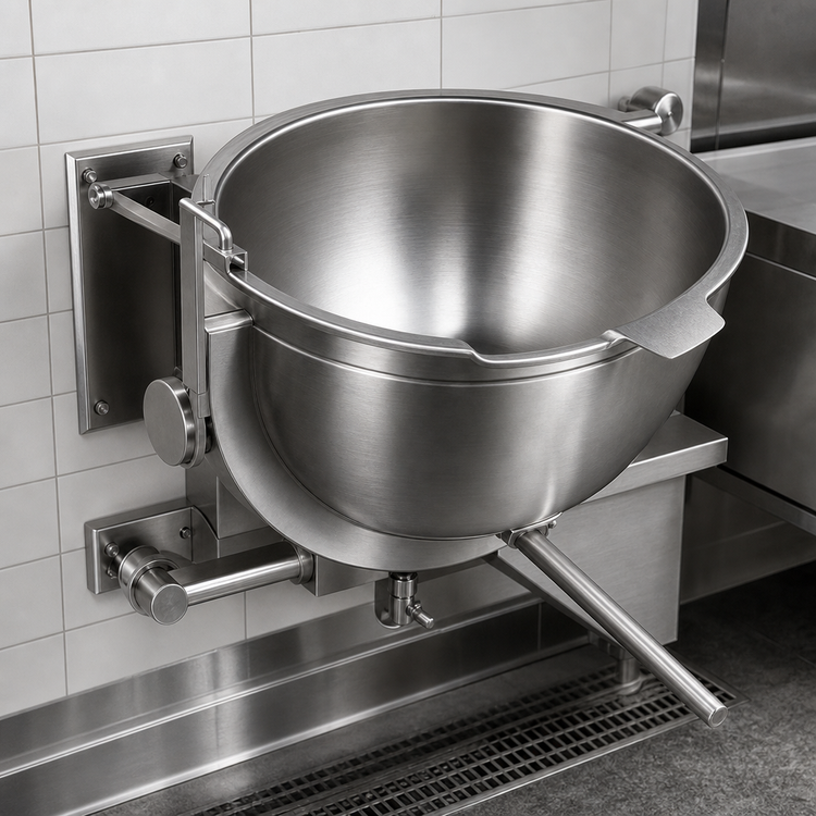 Product image #3 for Legion TWSWT-25 Direct Steam Tilting Wall-Mount Full-Jacketed Kettle, 25-Gallon