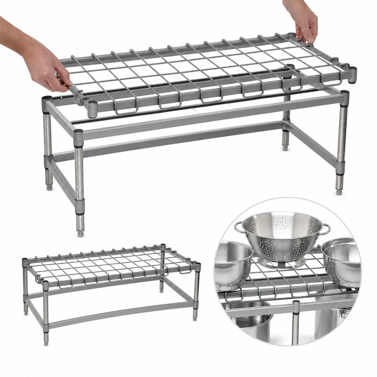 Product image #3 for Eagle Group 48" x 21" Chrome Wire Dunnage Rack, 14" High, 1,300 lb. Capacity