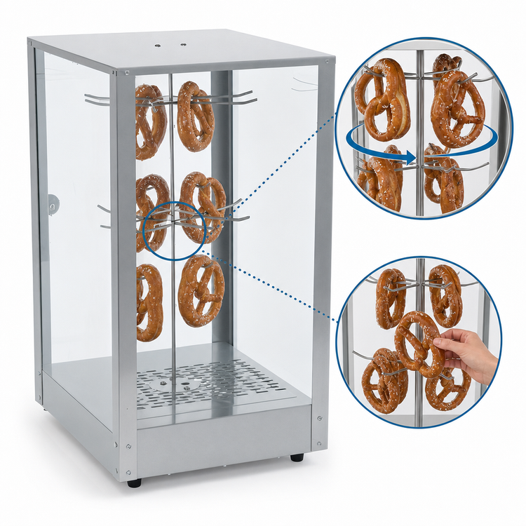 Product image #3 for Nemco Revolving Countertop Pretzel Merchandiser with Tempered Glass and Illuminated Interior