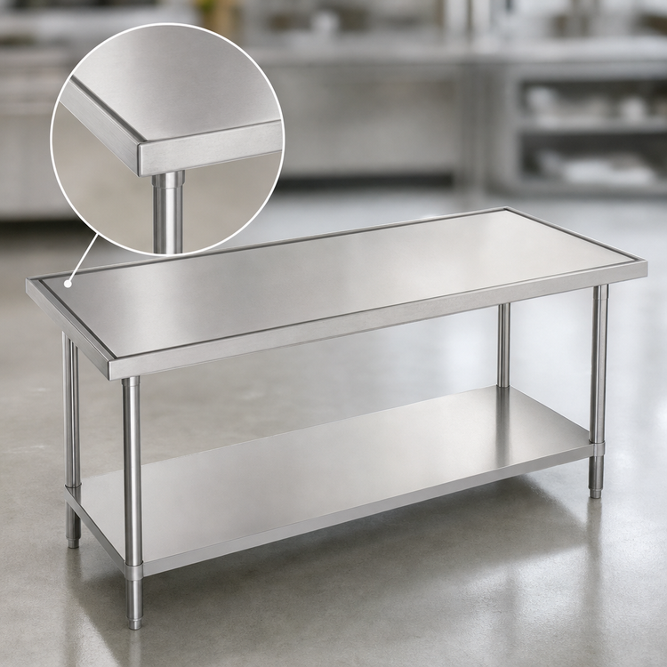 Product image #3 for Advance Tabco 72 Inch x 36 Inch 14-Gauge 304 Stainless Steel Work Table with Adjustable Galvanized Undershelf
