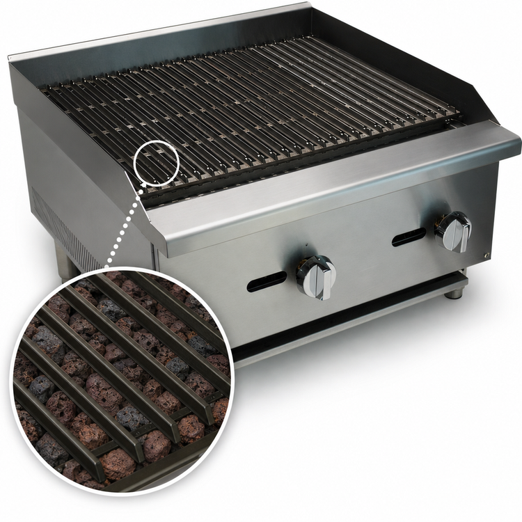 Product image #3 for Comstock-Castle CCELB36 36-Inch Countertop Gas Lava Rock Char-Broiler, 3-Burner, 90,000 BTU