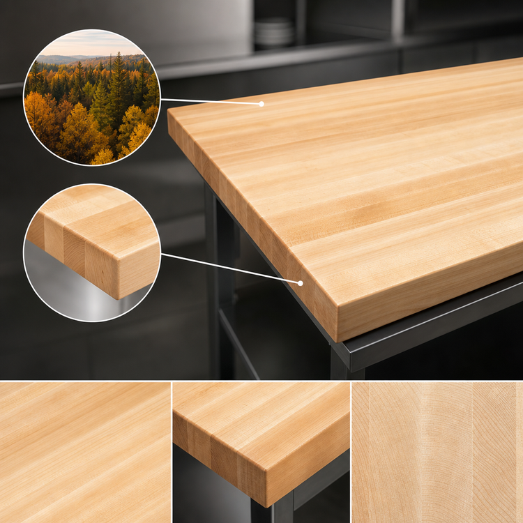Product image #3 for John Boos Boos Block 108-Inch x 30-Inch x 3-Inch Edge Grain Maple Kitchen Countertop with Varnique Finish
