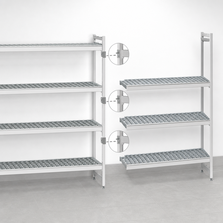 Product image #3 for Fermostock 4-Tier Add-On Polymer Shelving Unit Expansion Kit, 66-Inch H x 26-Inch W x 14-Inch D, Gray