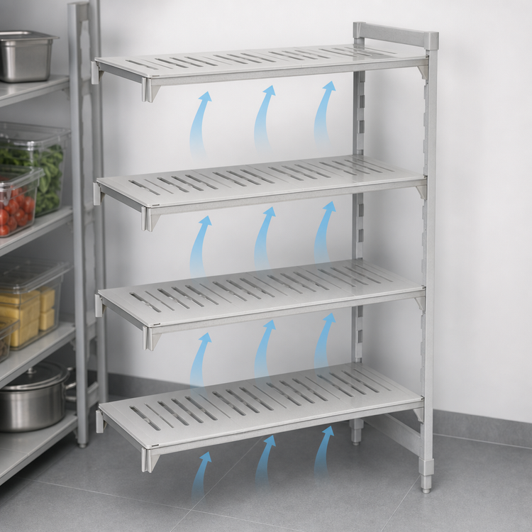 Product image #4 for Cambro Camshelving Premium 4-Shelf Vented Add-On Shelving Unit, 18" x 24" x 72", Speckled Gray