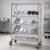 Thumbnail image #3 for Quantum Slanted Shelf Enclosure Cart with Clear Bins, 48W x 18D x 69H, Chrome Plated