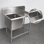 Thumbnail image #3 for John Boos Pro-Bowl 1PB20-1D18R 1-Compartment Stainless Steel Floor Sink with Right Drainboard, 20 x 20 x 12 in. Bowl, 10 in. Backsplash