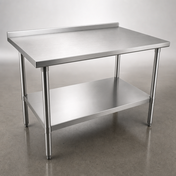 Product image #3 for John Boos Stallion 72" x 36" Stainless Steel Work Table with Undershelf and Rear Up-Turn