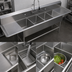 Thumbnail image #3 for John Boos Pro-Bowl 4-Compartment Sink with Left and Right Drainboards, 14-Gauge Stainless Steel, 135-1/4-Inch Wide
