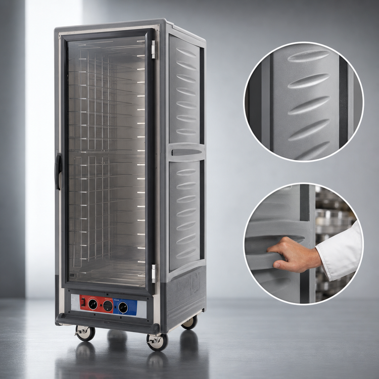 Product image #3 for Metro C5 3 Series Full Height Mobile Heated Holding & Proofing Cabinet with Gray Insulation Armour, Clear Polycarbonate Door, and Lip Load Slides