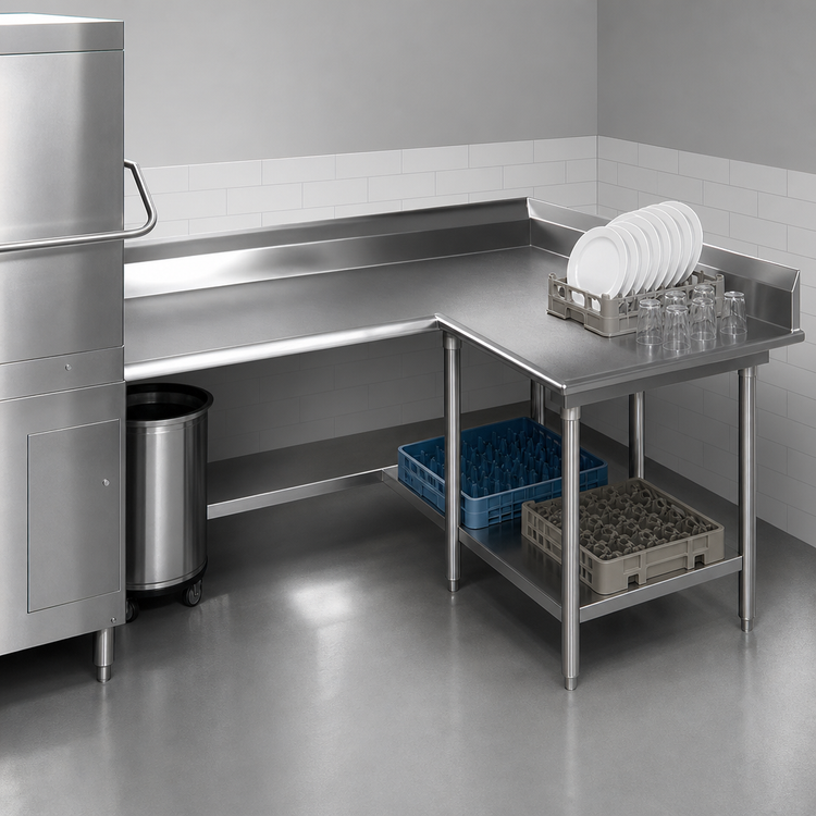 Product image #3 for Spec-Master Right-Hand Island Clean Dishtable, 96-Inch Machine-to-Corner, 60-Inch Corner-to-End