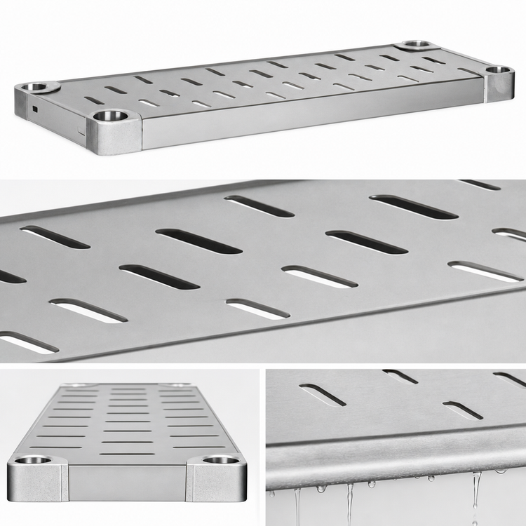 Product image #4 for Eagle Quik-Set 60 x 18 Inch Solid Louvered Stainless Steel Shelf