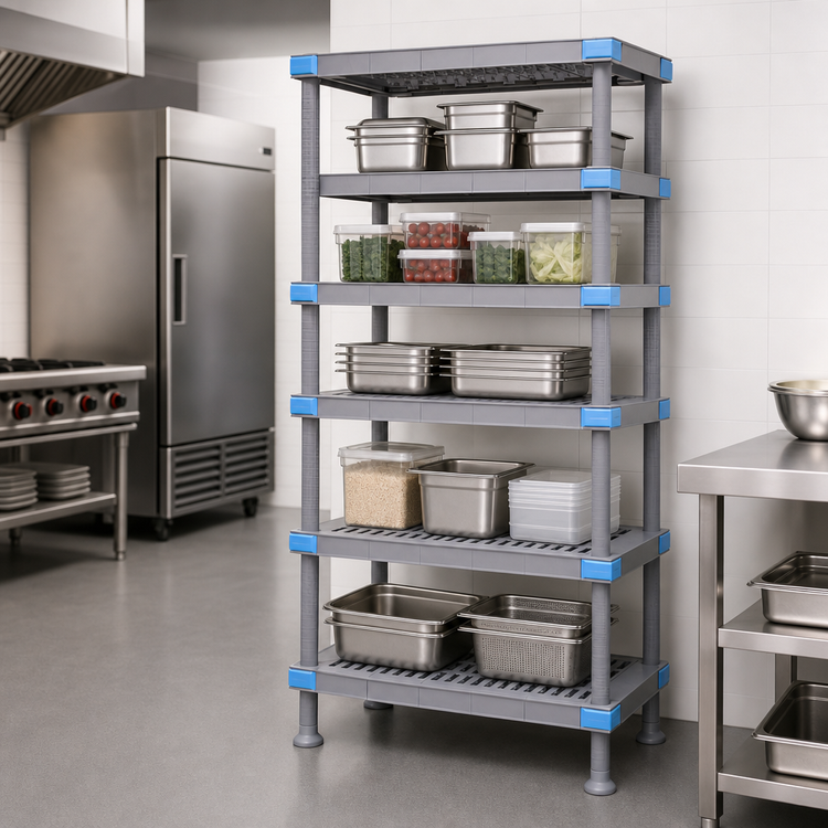 Product image #3 for Quantum Millenia 30-Inch Wide x 21-Inch Deep x 74-Inch High 5-Shelf Stationary Polymer Shelving Starter Unit