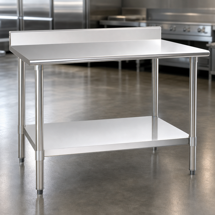 Product image #3 for Eagle Group Budget Series 84-Inch x 36-Inch Work Table with 4-1/2-Inch Backsplash, 430 Stainless Steel Top, and Adjustable Undershelf