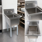 Thumbnail image #3 for John Boos E1S8-18-12-X 1-Compartment Stainless Steel Sink, 18 x 18 x 12 Bowl, 9-3/4-Inch Backsplash, Galvanized Legs