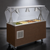 Thumbnail image #3 for Vollrath 2-Series Affordable Portable 4-Pan Refrigerated Cafeteria Serving Station with Breath Guard and Walnut Woodgrain Wrapper, 60 x 24 Inch