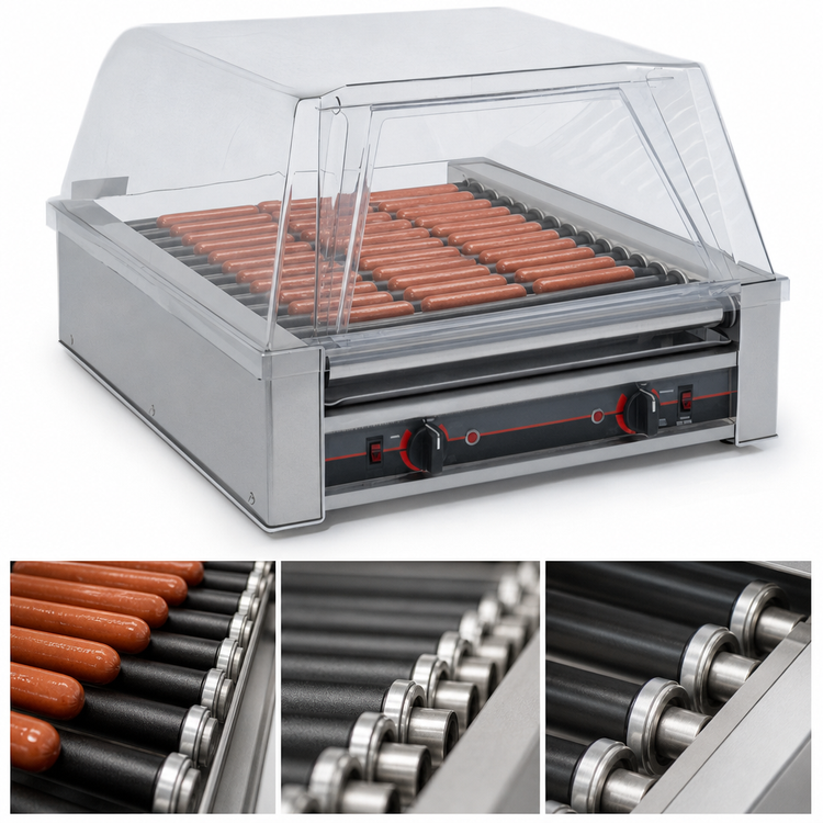 Product image #3 for Roll-A-Grill 45-Hot-Dog Countertop Roller-Type Hot Dog Grill with 16 GripsIt Rollers