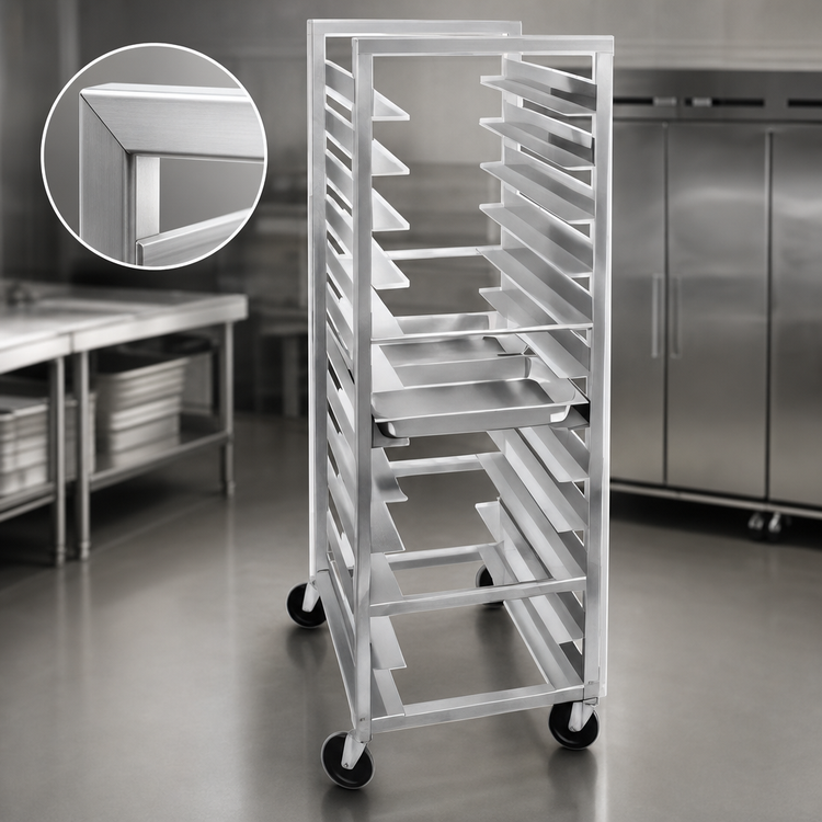 Product image #3 for Channel Manufacturing Lifetime Tough Mobile Heavy-Duty Aluminum 12 x 20 Steam Table Pan Rack, 40-Pan Capacity