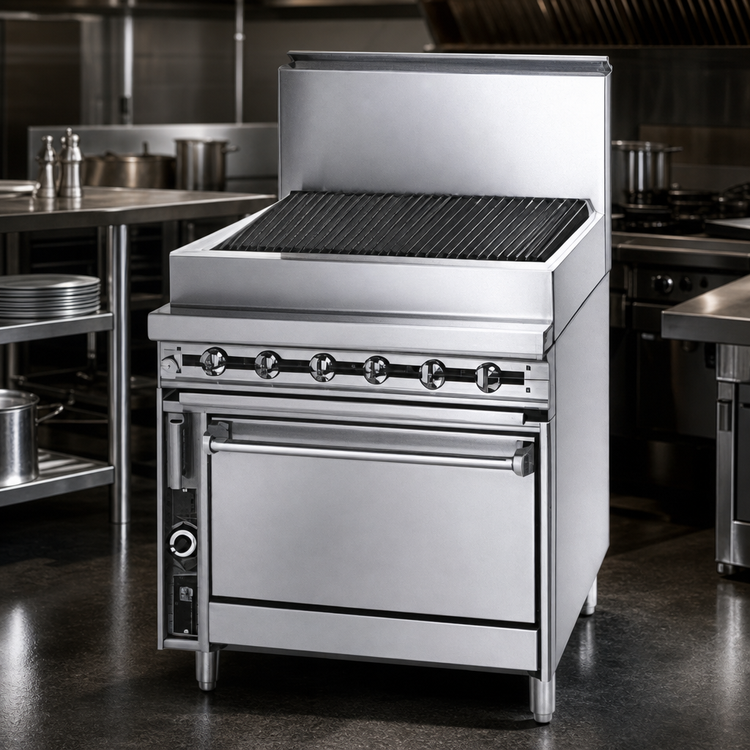 Product image #3 for Titan 30" Heavy Duty Gas Range Match Charbroiler with Cabinet Base
