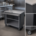 Thumbnail image #3 for Randell Mobile Modular Fiberglass Utility Worktop Serving Station with Stainless Steel Top and Open Storage Base