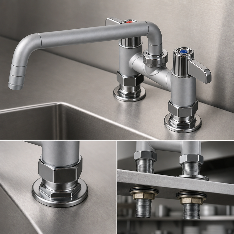 Product image #3 for equip 4-Inch Center Deck Mount Mixing Faucet with 8-Inch Swing Nozzle and Lever Handles
