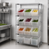 Thumbnail image #3 for Quantum Stationary Wire Shelving Bin System with 12 Clear Bins, 36 x 18 x 63 Inches