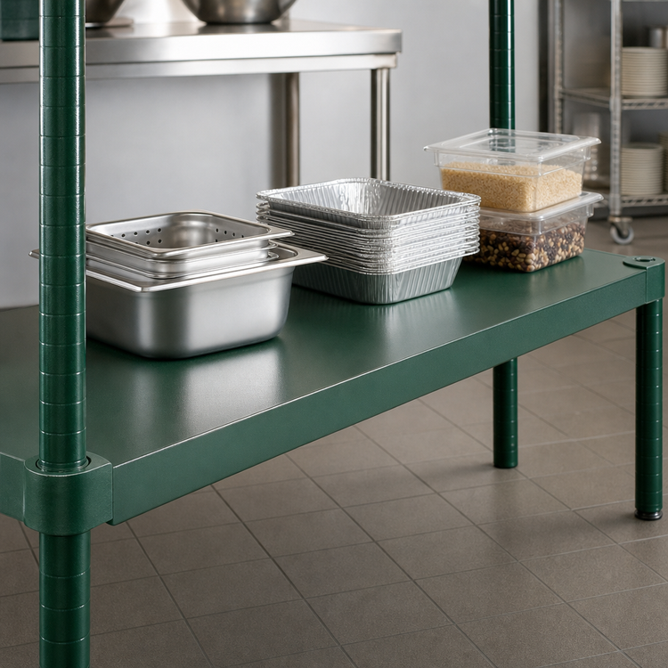 Product image #3 for Eagle Group Quik-Set 36 Inch x 24 Inch Solid Flat Shelf, 16-Gauge Galvanized Steel, Green Epoxy Finish