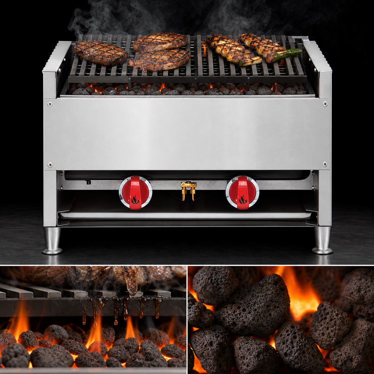 Product image #3 for American Range AECB-44 48-Inch Countertop Lava-Rock Charbroiler with 4 H-Shaped Burners