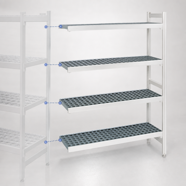 Product image #3 for Fermostock Modular Polymer Shelving Expansion Kit, 4-Tier, 68"W x 18"D x 83"H