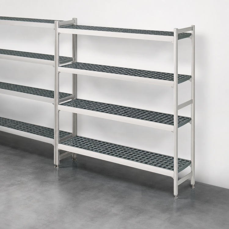 Product image #3 for Fermostock 4-Tier Perforated Polymer Shelving Expansion Unit, 42W x 18D x 71H