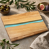 Thumbnail image #3 for American Metalcraft 12 x 10 Inch Olive Wood Rectangular Serving Board with Blue Polyresin Accent