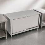 Thumbnail image #3 for John Boos 4CS4-2484 84"W x 24"D Stainless Steel Enclosed Work Table with Sliding Doors, 14-Gauge Type 300 Flat Top