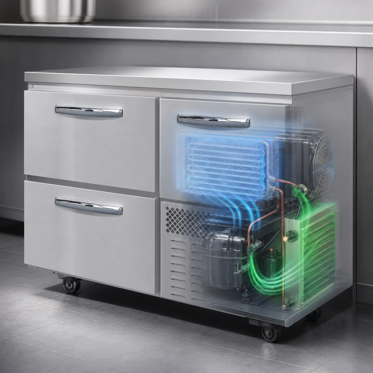 Product image #3 for Continental Refrigerator FA43SN-U-D 43" Shallow Depth Base Undercounter Freezer with Drawers and Door