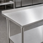 Thumbnail image #3 for John Boos Stallion ST4R1.5-2484GSK 84 x 24 in Stainless Steel Work Table, 14-Gauge 300 Series Top, Rear Up-Turn, Adjustable Undershelf