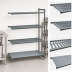 Thumbnail image #3 for Cambro Camshelving® Basics Plus CBA183684VS4580 4-Tier Polymer Add-On Shelving Unit, 18 x 36 x 84 in, 3 Vented/1 Solid, Brushed Graphite