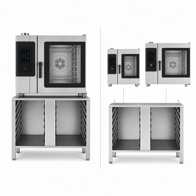 Product image #3 for Convotherm Stainless Steel Oven Stand, Closed on Three Sides, with 14 Pairs of Shelf Rails for C4 6.10 and 10.10