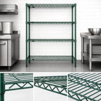 Thumbnail image #3 for Redipak 4-Tier Stationary Wire Shelving Unit, 36 x 18 x 74 Inches, Green Epoxy Finish