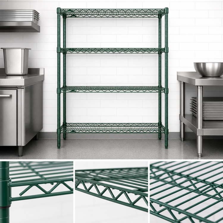 Product image #3 for Redipak 4-Tier Stationary Wire Shelving Unit, 36 x 18 x 74 Inches, Green Epoxy Finish