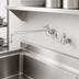 Thumbnail image #3 for T&S Brass Double Wall-Mount Pantry Mixing Faucet with 18-Inch Swing Nozzle, 8-Inch Centers, Lever Handles, and Quarter-Turn Cerama Cartridges