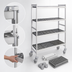Thumbnail image #3 for Fermostock 4-Tier Mobile Shelving Unit with Removable Polymer Inserts, 52W x 14D x 71H