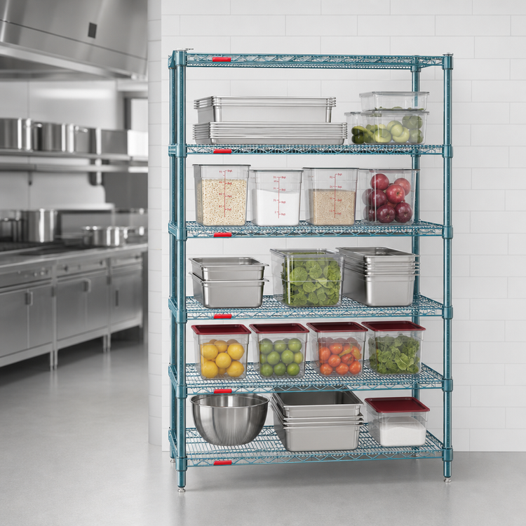 Product image #3 for EagleGard 5-Tier Wire Shelving Starter Unit with QuadTruss Shelves, 48W x 24D x 86H, Stationary